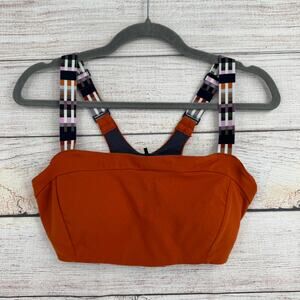 Prana Layna Brami Sports Bra Womens Medium Orange Plaid Activewear